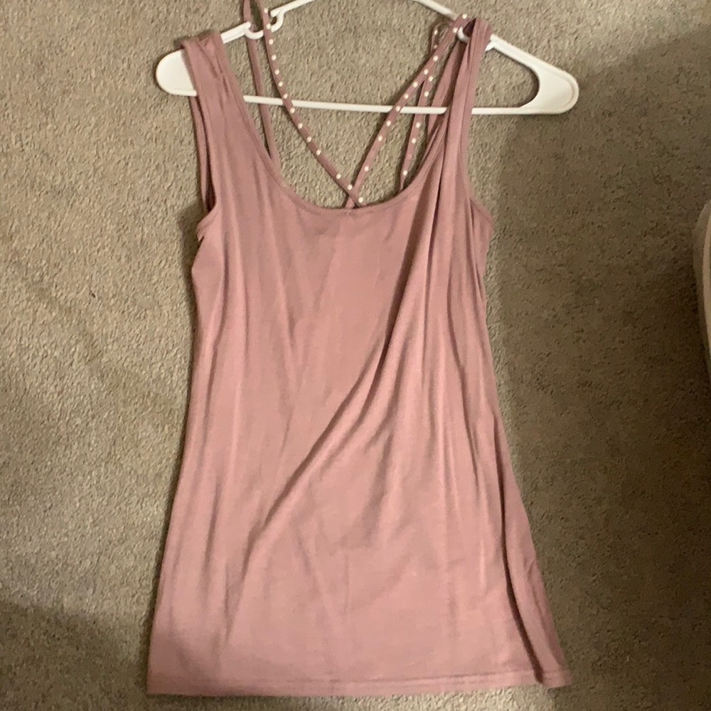 Beaded criss cross tank top